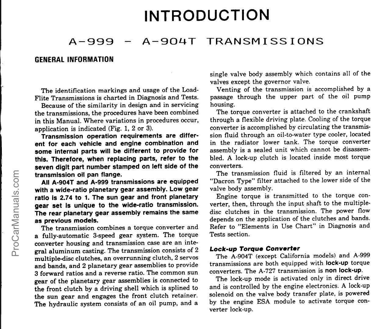 Chrysler A999 – A904T Transmission Rebuild Manual - ATSG