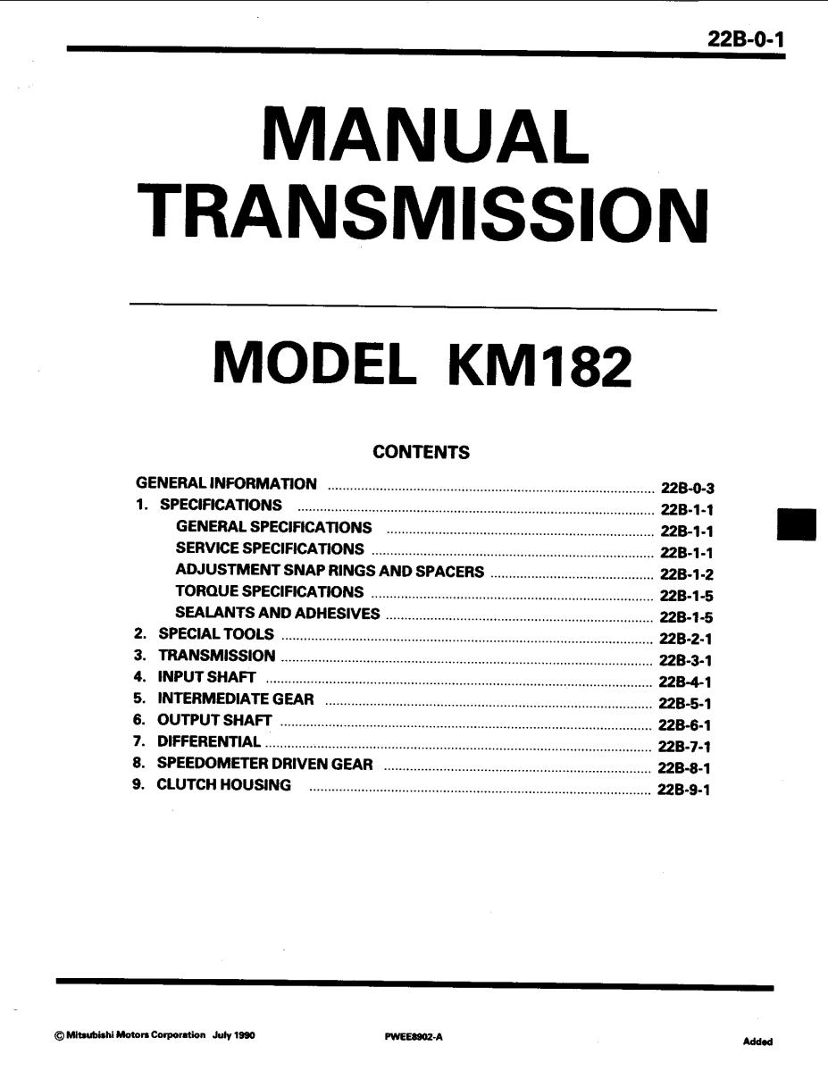 KM182 Service Repair Manual