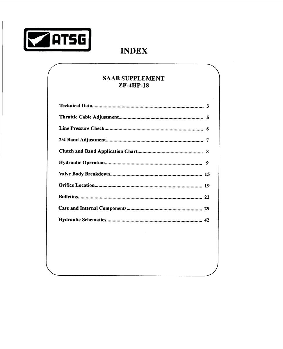 Saab 9000 Supplement ZF-4HP-18 ATSG Repair Manual