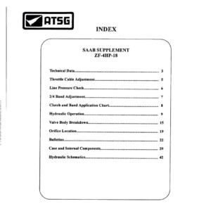 Saab 9000 Supplement ZF-4HP-18 Repair Manual – ATSG (Automatic Transmission Service Group)