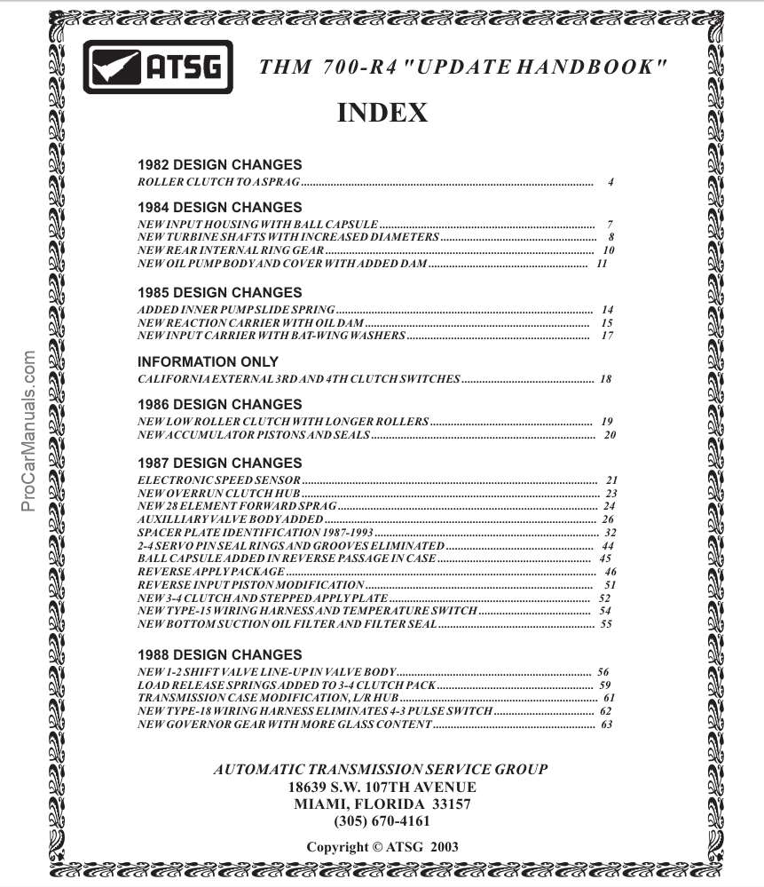 THM 700-R4 “UPDATE HANDBOOK” – ATSG (Automatic Transmission Service Group)