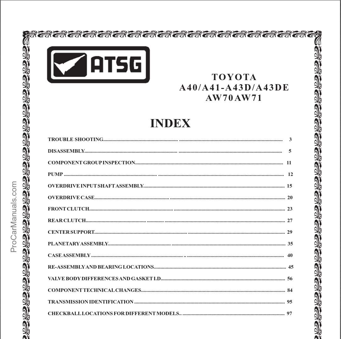 TOYOTA A40 A41-A43D A43DE AW70 AW71 – ATSG (Automatic Transmission Service Group)
