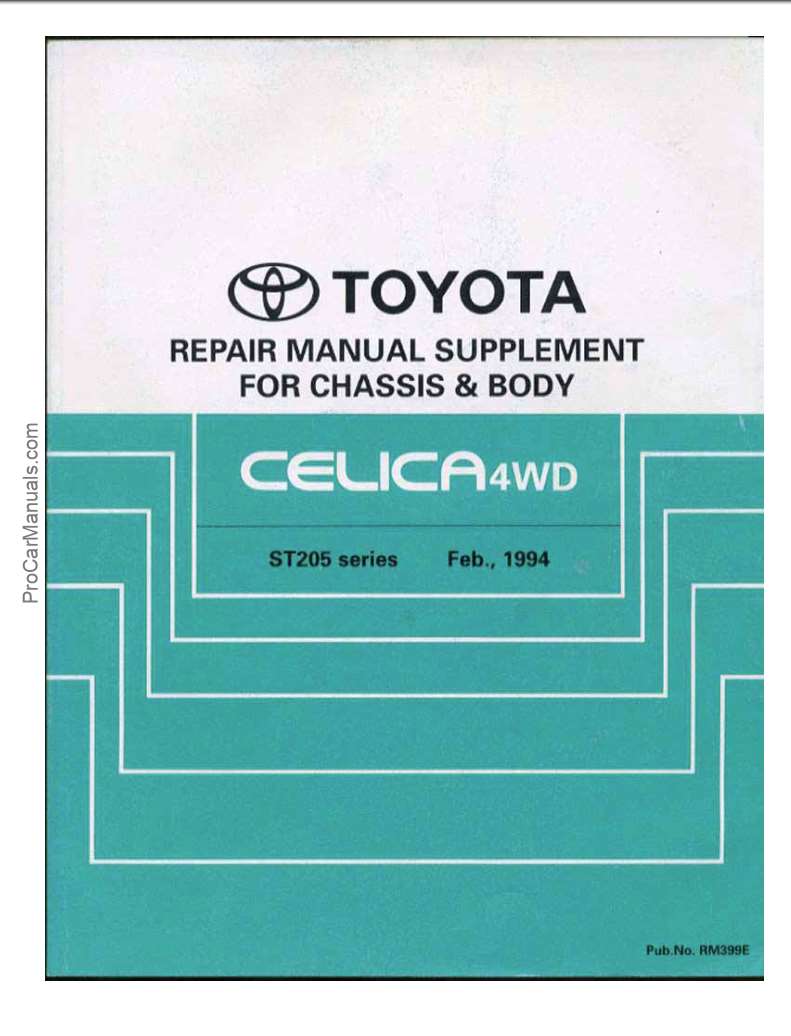 Toyota Celica 1994 ST205 Repair Manual Supplement Chassis & Body (RM399E)