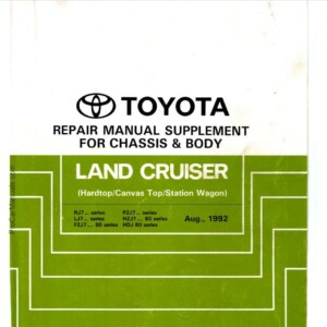 Toyota Land Cruiser RJ7, LJ7, FZJ7, PZj7, HZJ7, HDJ 80 Repair Manual (RM315E)
