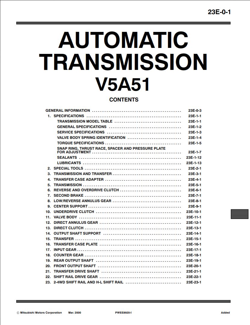 V5A51 Service Repair Manual