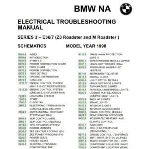BMW Z3 E36/7 Z3 Roadster M Roadster 1998 Electrical Troubleshooting Manual