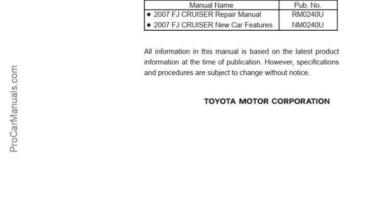 2007 Toyota Fj Cruiser Electrical Wiring Diagram