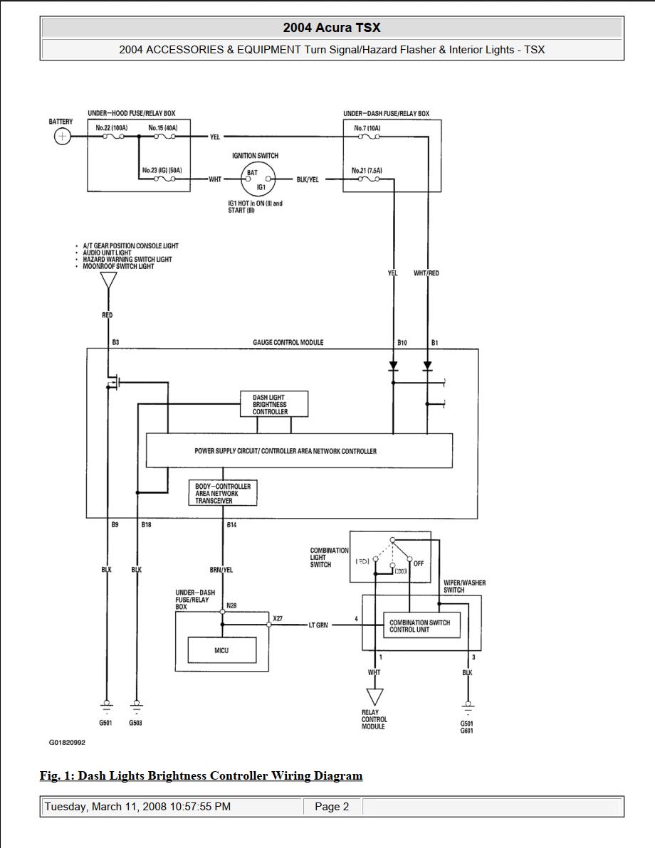 Acura TSX 2004 Interior Lights Wiring Diagram – PDF Download