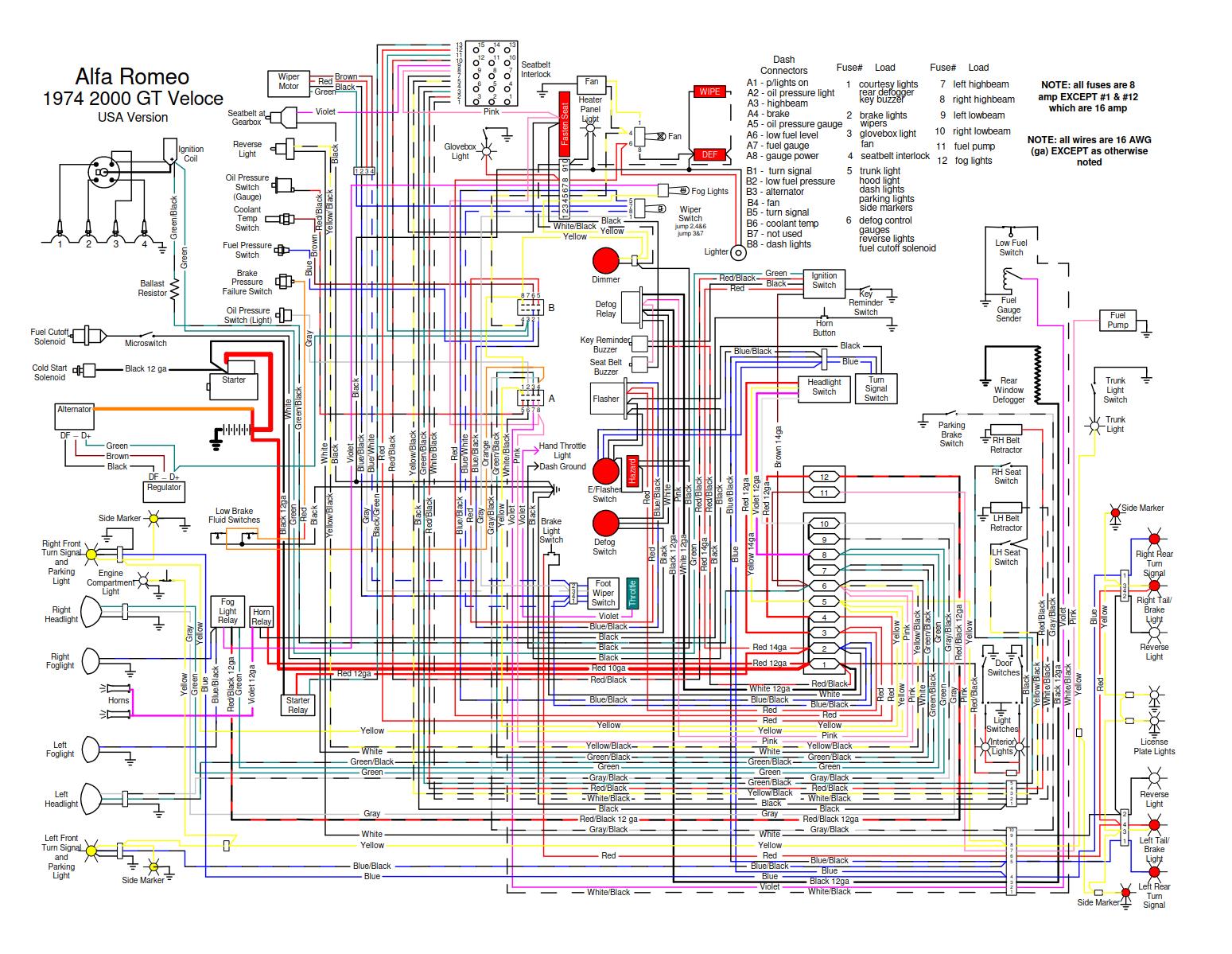 1974 Alfa Romeo GT Veloce Electrical Wiring Diagrams