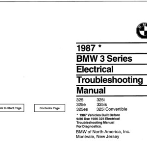 BMW 3 Series 1987 Electrical Troubleshooting Manual