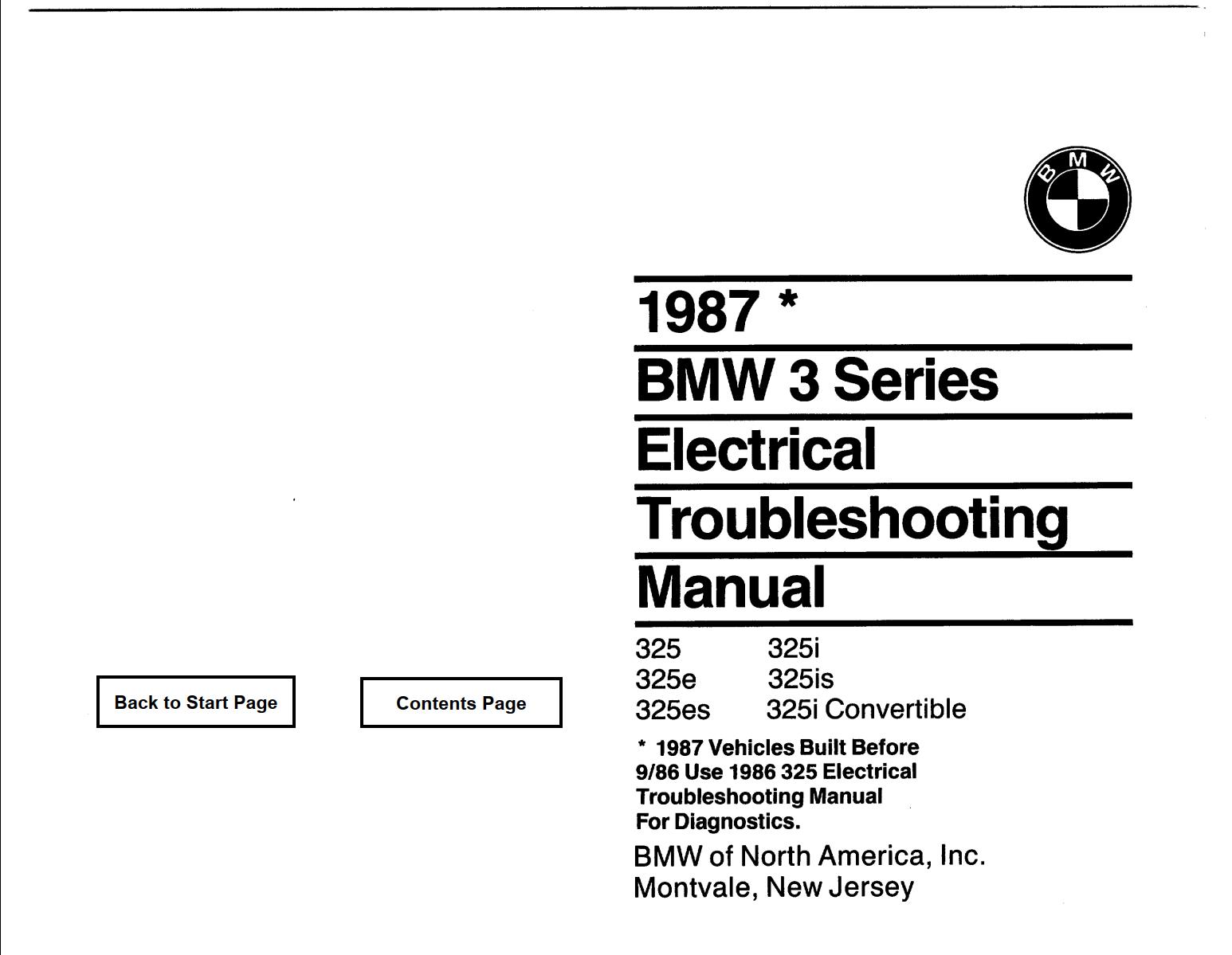 Bmw 3 Series 1987 Wiring Diagrams
