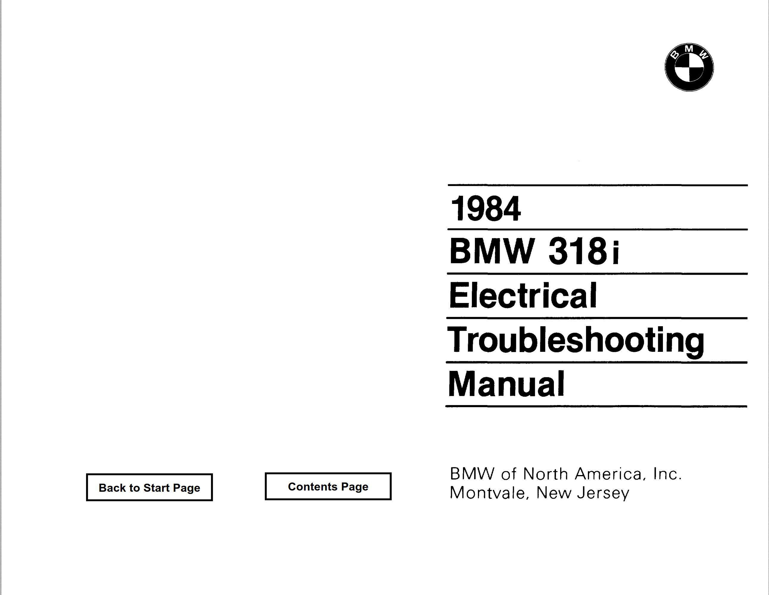 BMW 318i 1984 Electrical Troubleshooting Manual