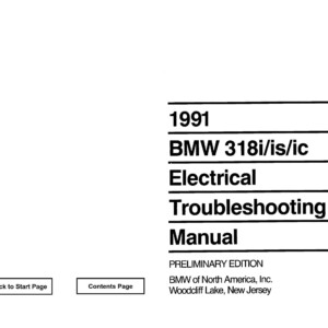 BMW 318i 318is 318ic 1991 Electrical Troubleshooting Manual