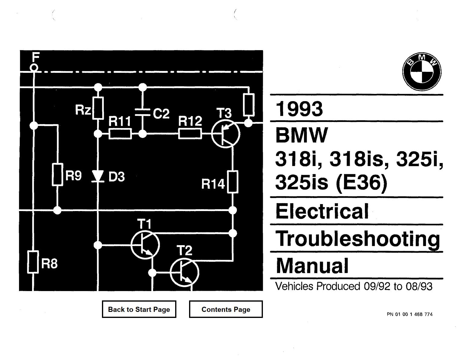 BMW 318i 318is 325i 325is 1993 Electrical Troubleshooting Manual