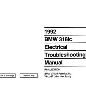 BMW 318ic 1992 Electrical Troubleshooting Manual