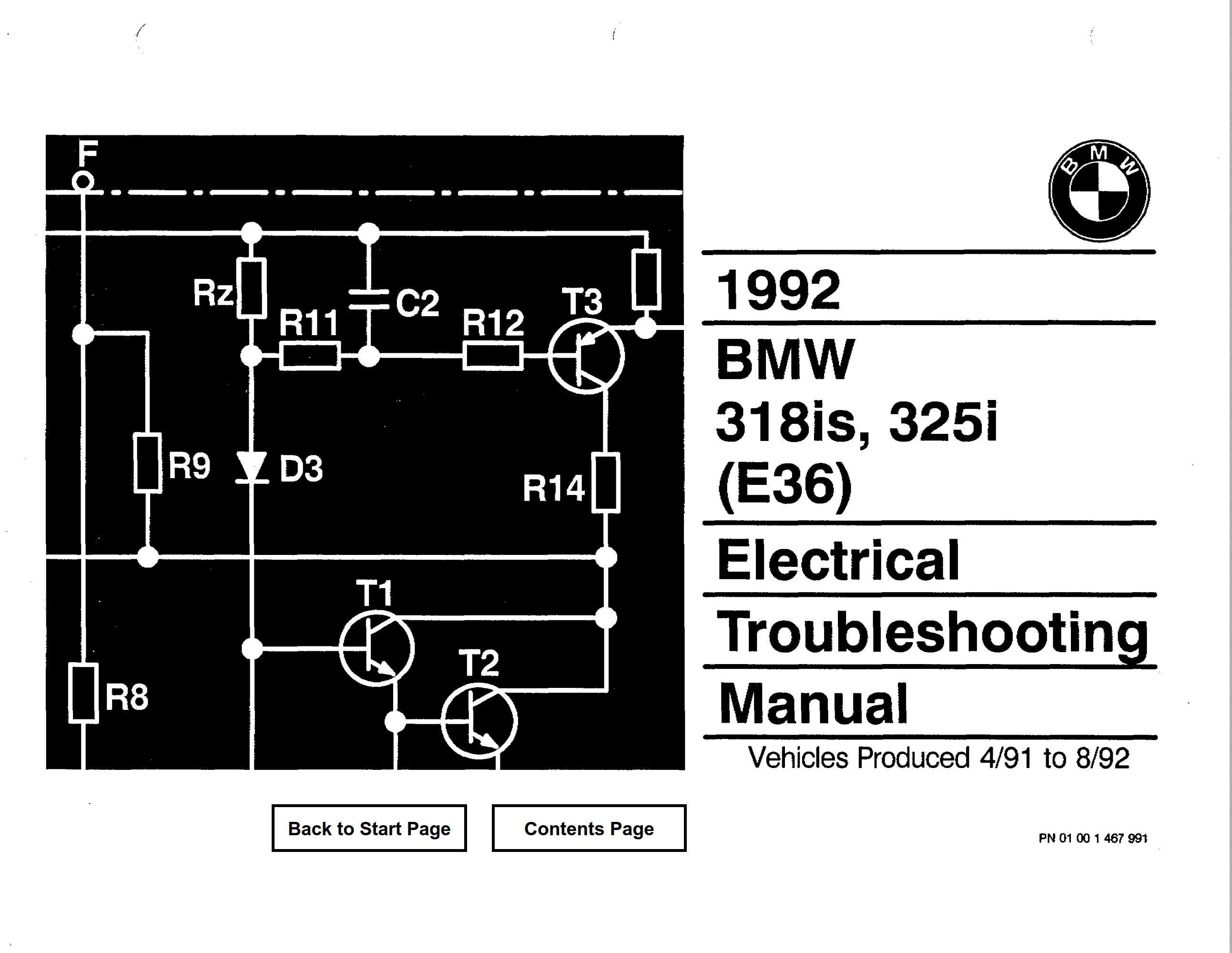 BMW 318is 325i 1992 Electrical Troubleshooting Manual