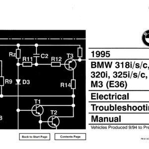 BMW 318i/s/c 320i 325i/s/c M3 E36 1995 Electrical Troubleshooting Manual