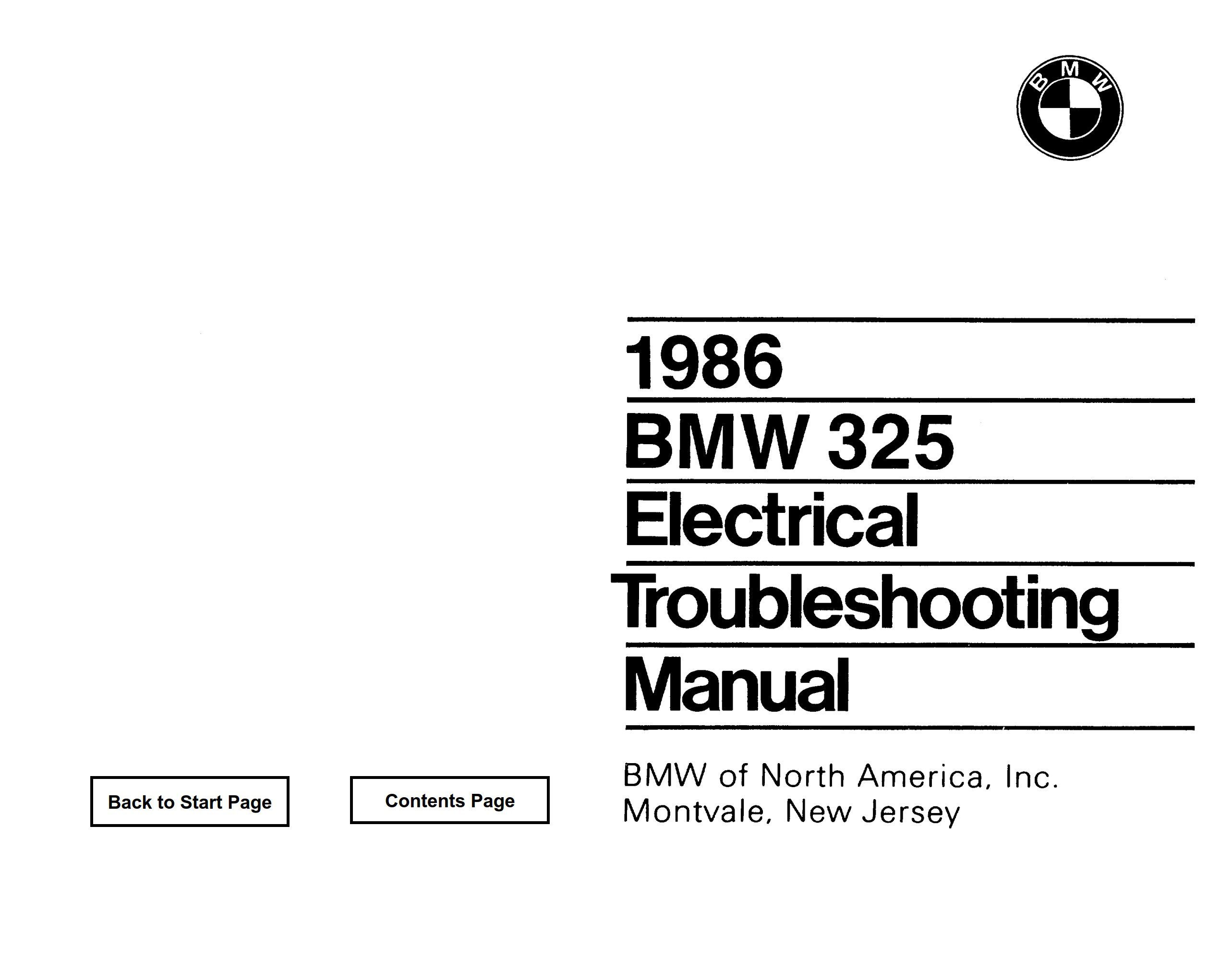 BMW 325 1986 Electrical Troubleshooting Manual