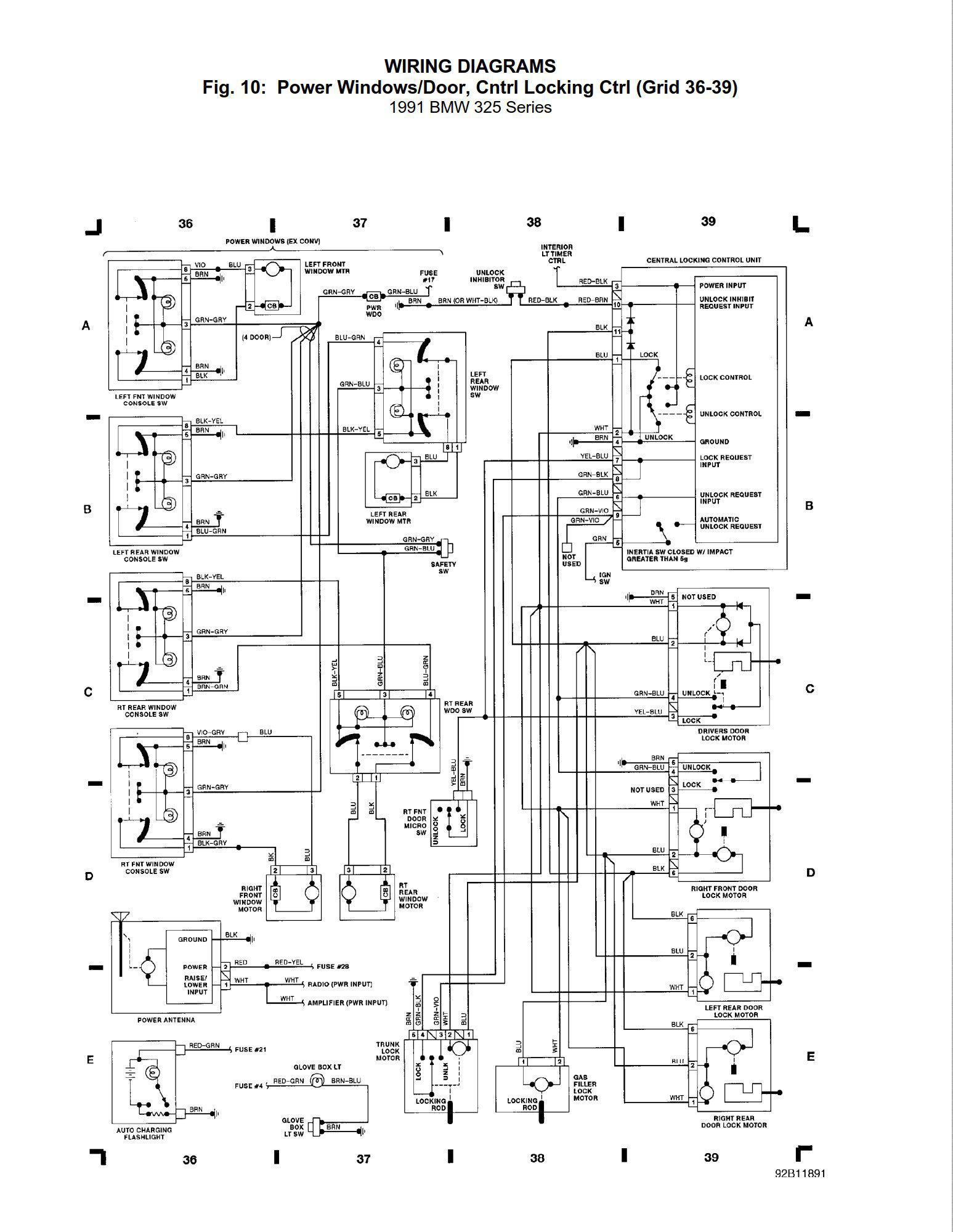 BMW 325 1991 Electrical Wiring Diagrams