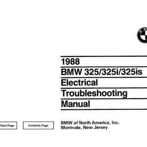 BMW 325 325i 325is 1988 Electrical Troubleshooting Manual