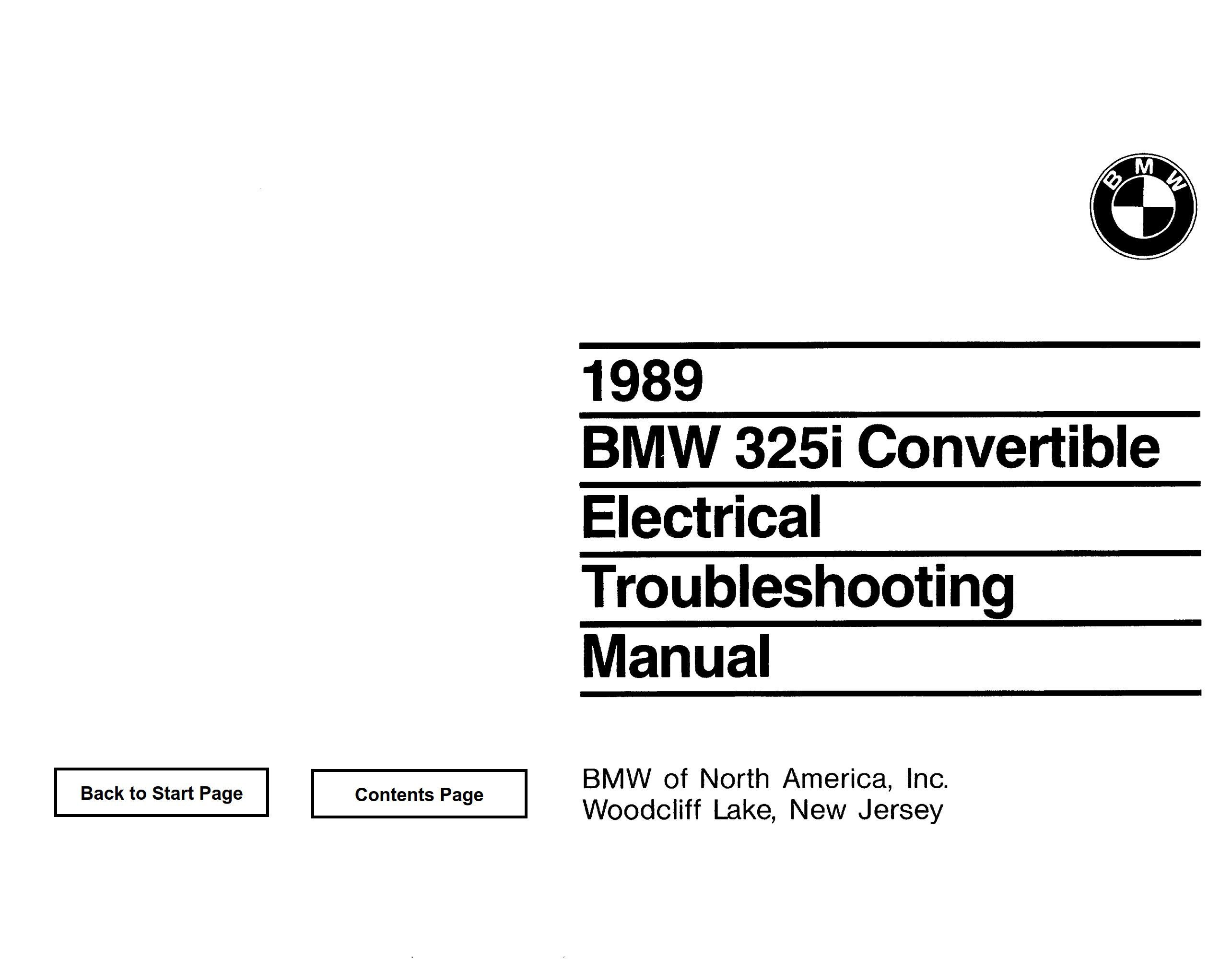 BMW 325i 1989 Convertible Electrical Troubleshooting Manual