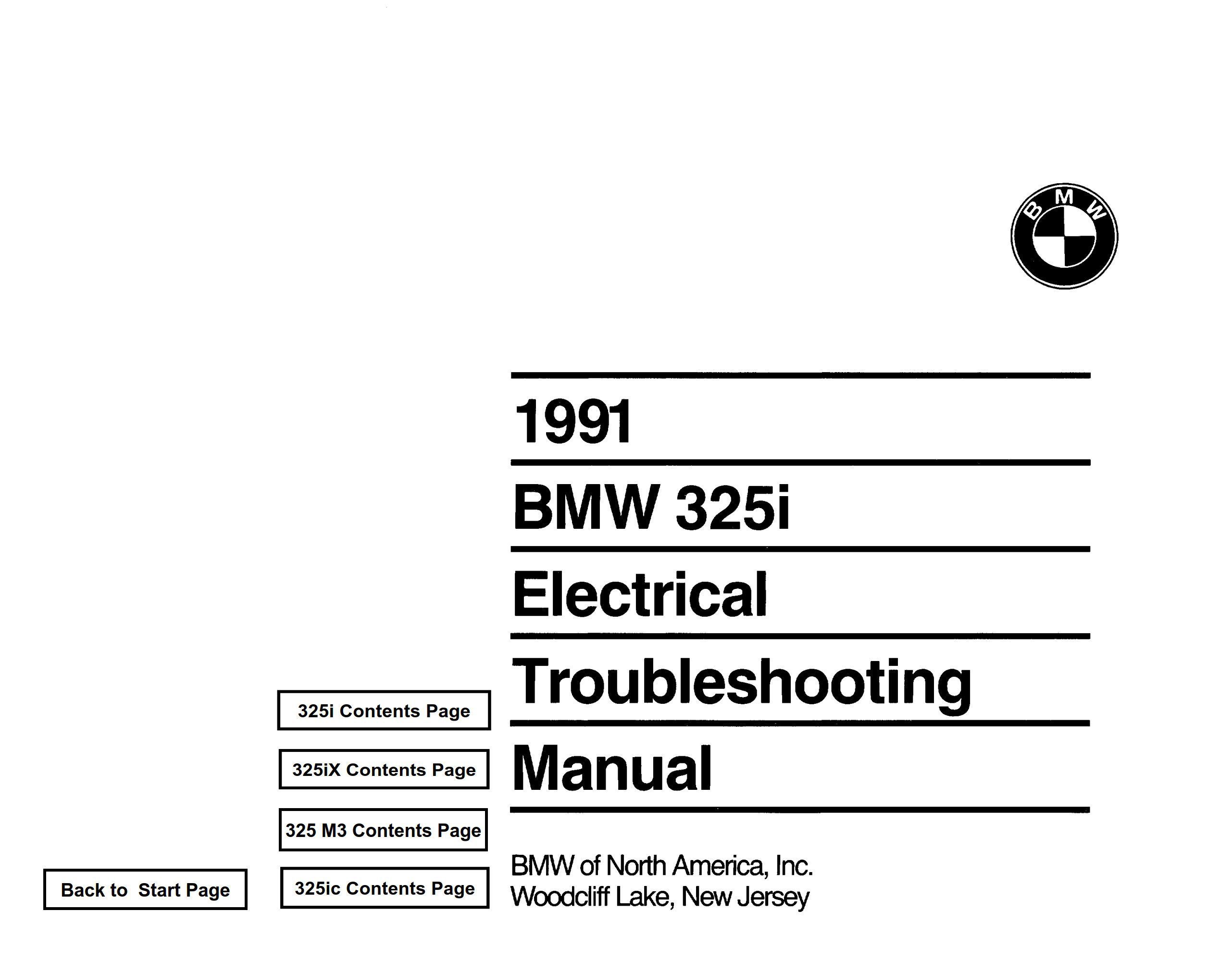BMW 325i 1991 Electrical Troubleshooting Manual
