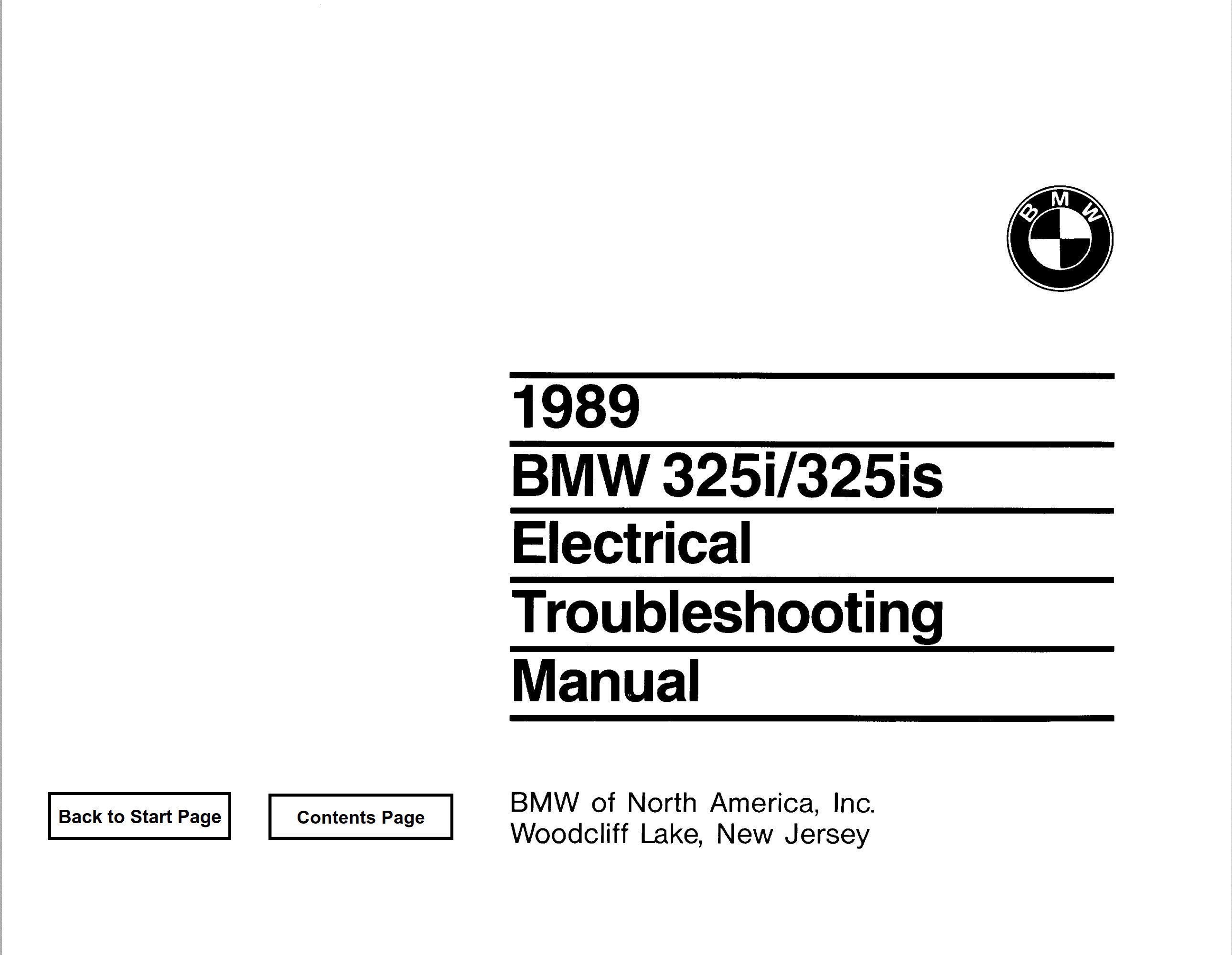 BMW 325i 325is 1989 Electrical Troubleshooting Manual