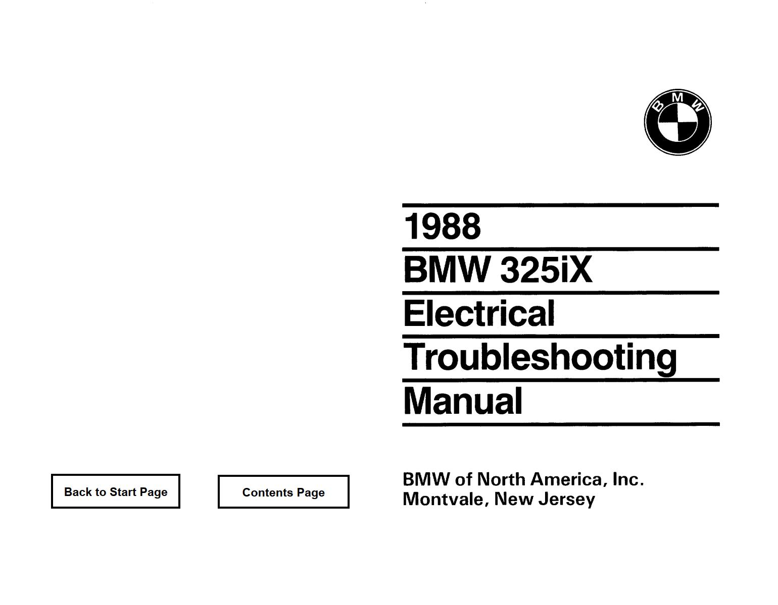 BMW 325iX 1988 Electrical Troubleshooting Manual