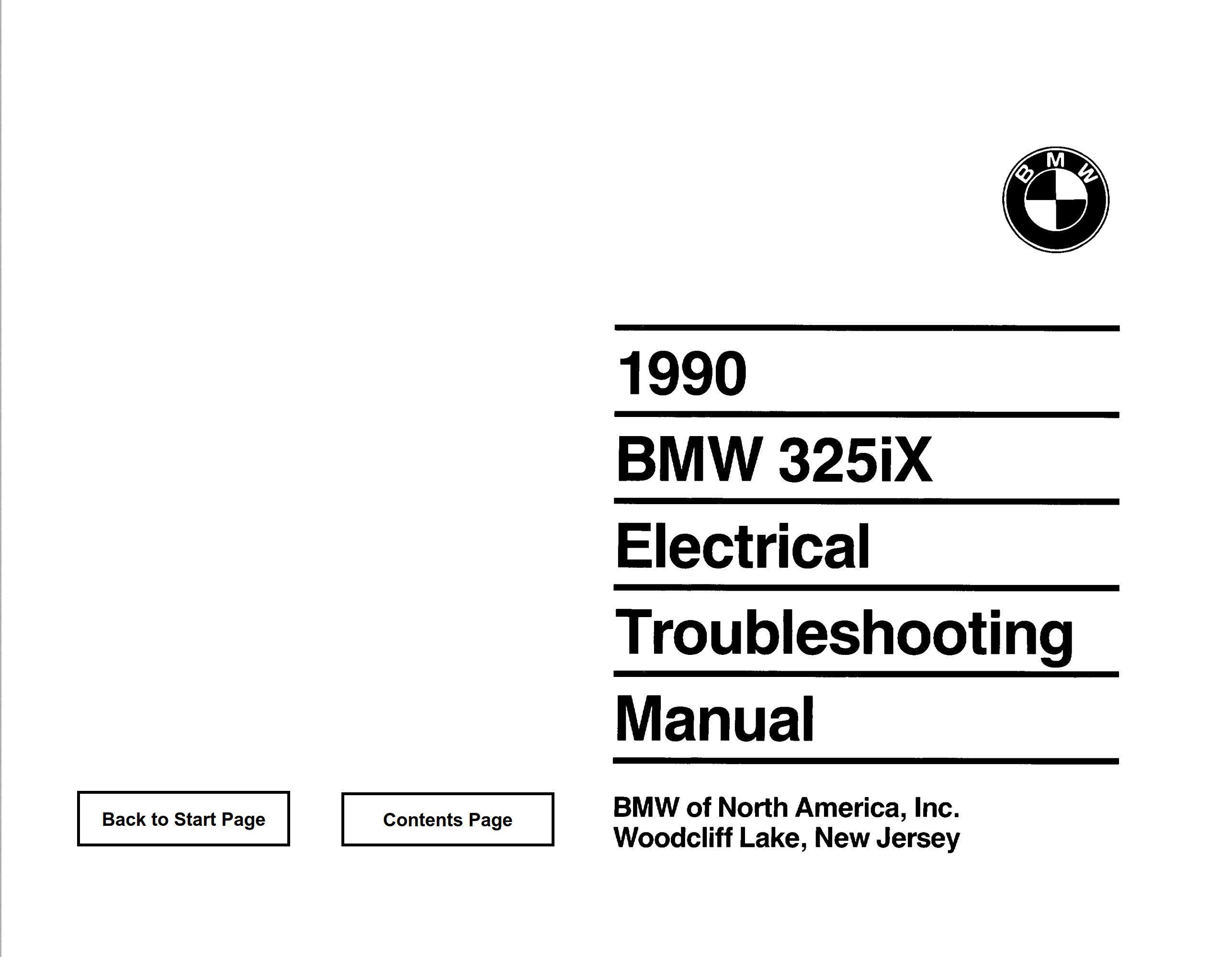 BMW 325iX 1990 Electrical Troubleshooting Manual