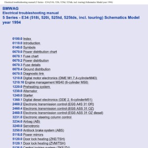 BMW 5 Series E34 1994 Electrical Troubleshooting Manual