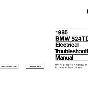 BMW 524TD 1985 Electrical Troubleshooting Manual