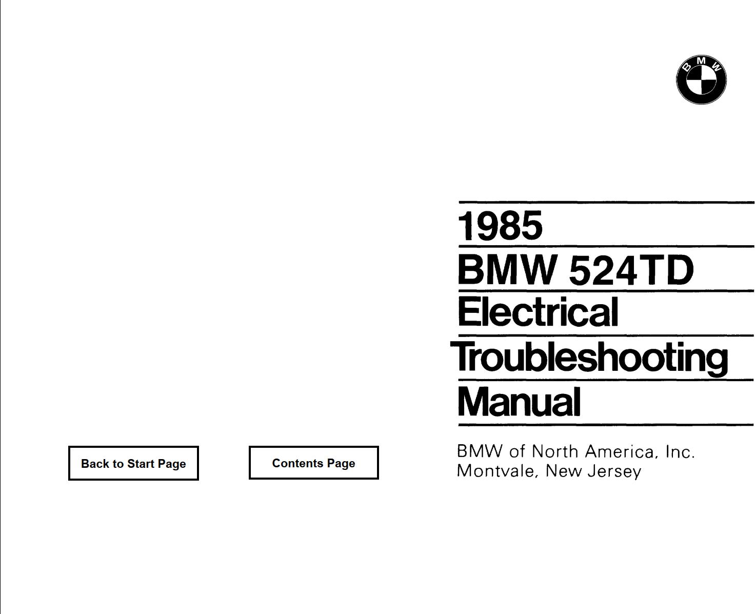 BMW 524TD 1985 Electrical Troubleshooting Manual