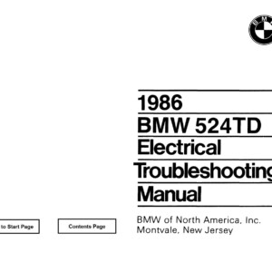 BMW 524TD 1986 Electrical Troubleshooting Manual