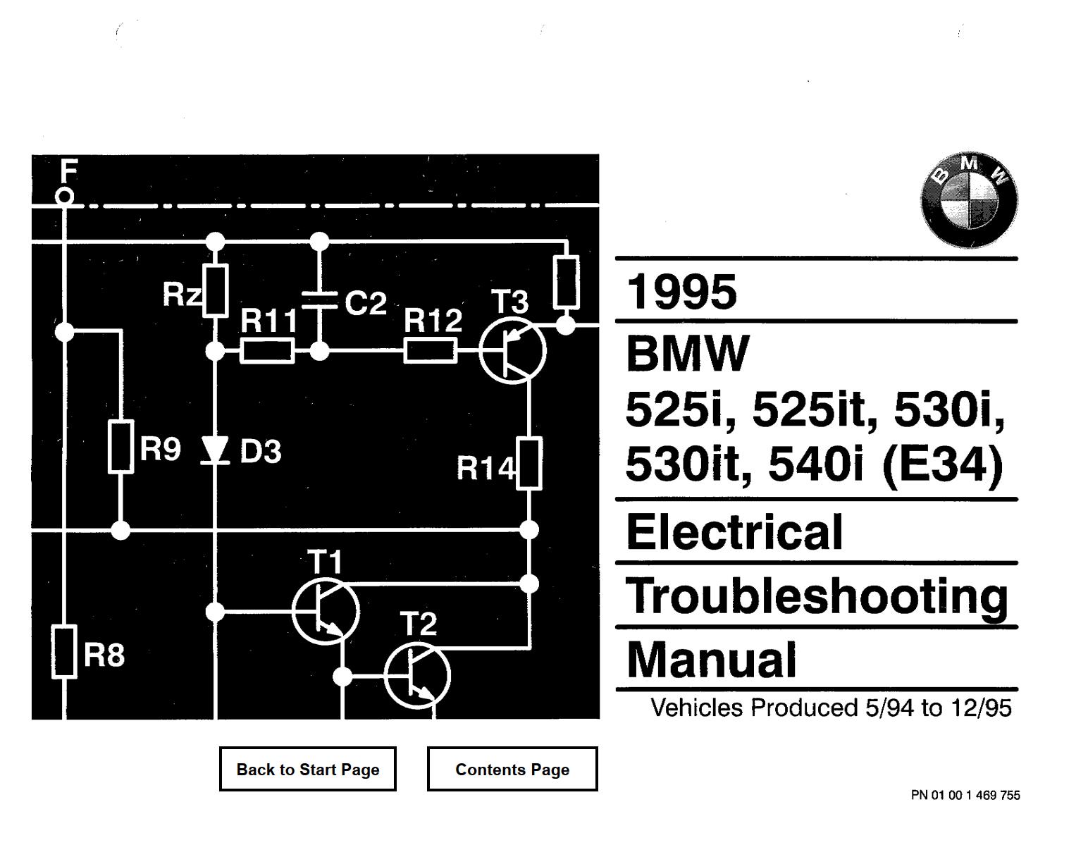 BMW 525i 525it 530i 530it 540i E34 1995 Electrical Troubleshooting Manual