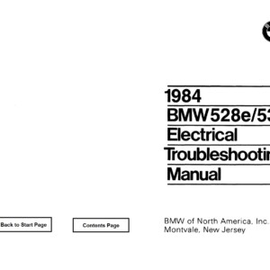 BMW 528e 533i 1984 Electrical Troubleshooting Manual
