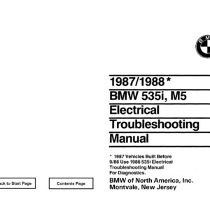 BMW 535i M5 1987 - 1988 Electrical Troubleshooting