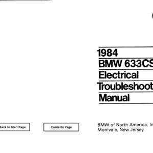 BMW 633csi 1984 Electrical Troubleshooting Manual
