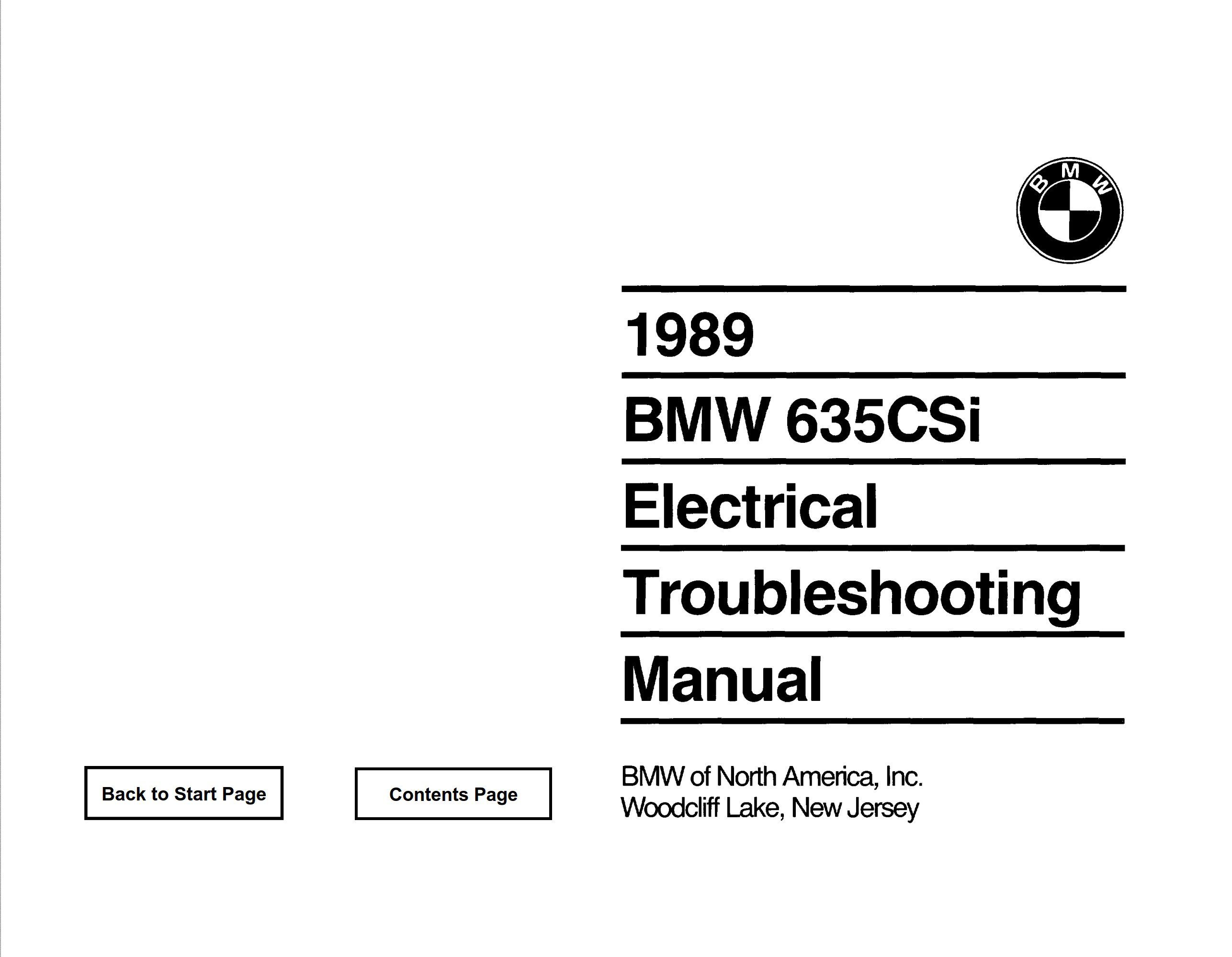 BMW 635csi 1989 Electrical Troubleshooting Manual