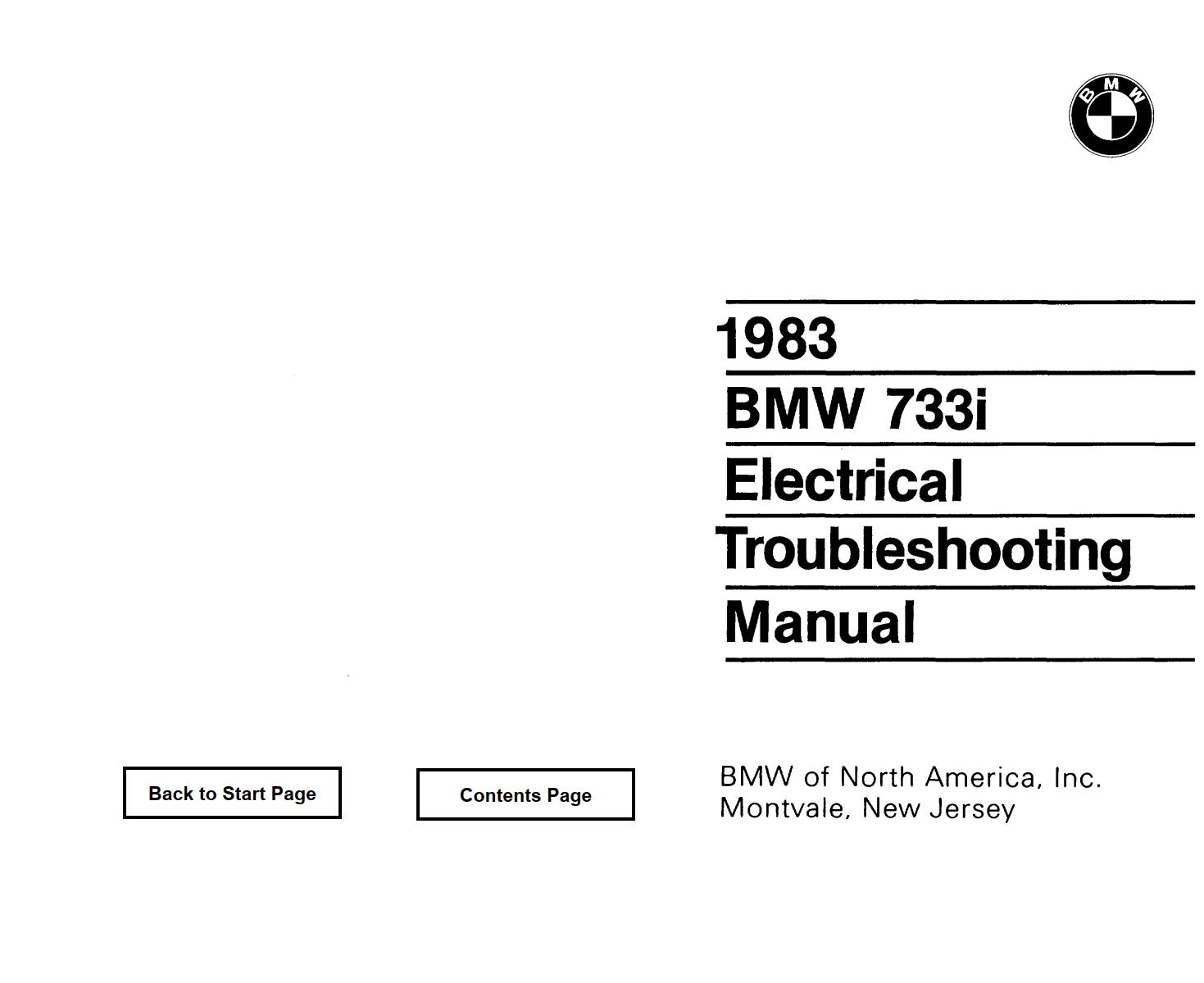 BMW 733i 1983 Electrical Troubleshooting Manual