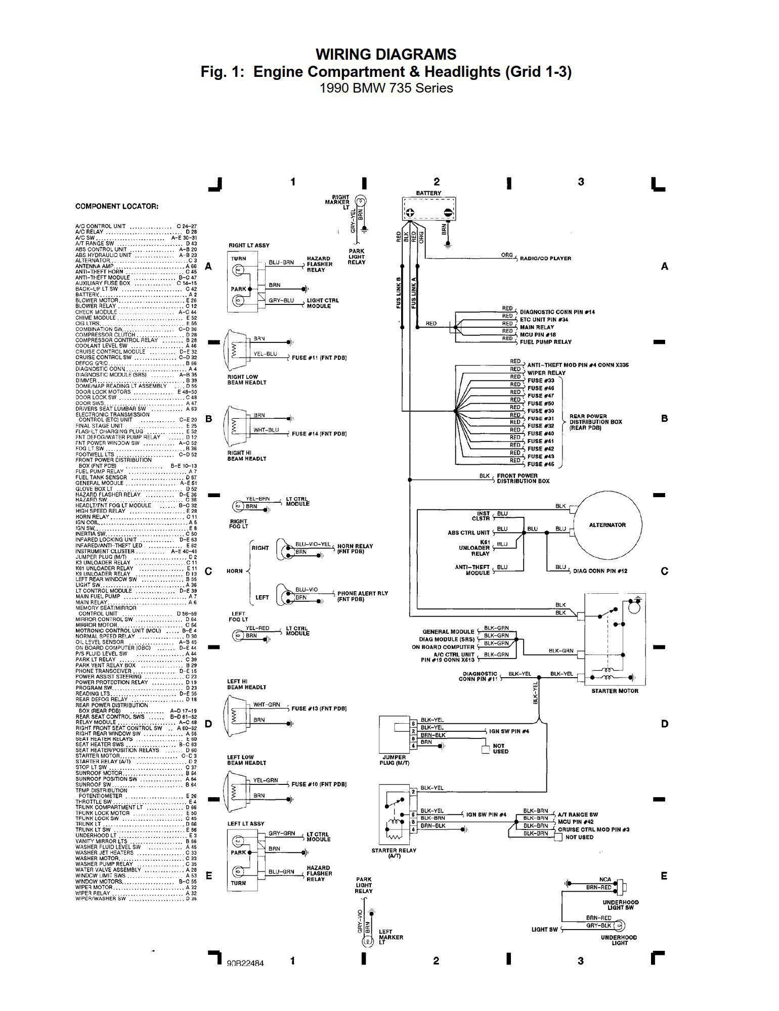 BMW 735 1990 Electrical Wiring Diagrams
