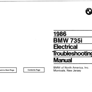 BMW 735i 1986 Electrical Troubleshooting Manual