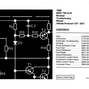BMW 735i E32 1987 Electrical Troubleshooting Manual