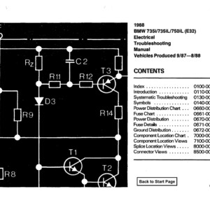 BMW 735L 735IL 750IL 1988 Electrical Troubleshooting