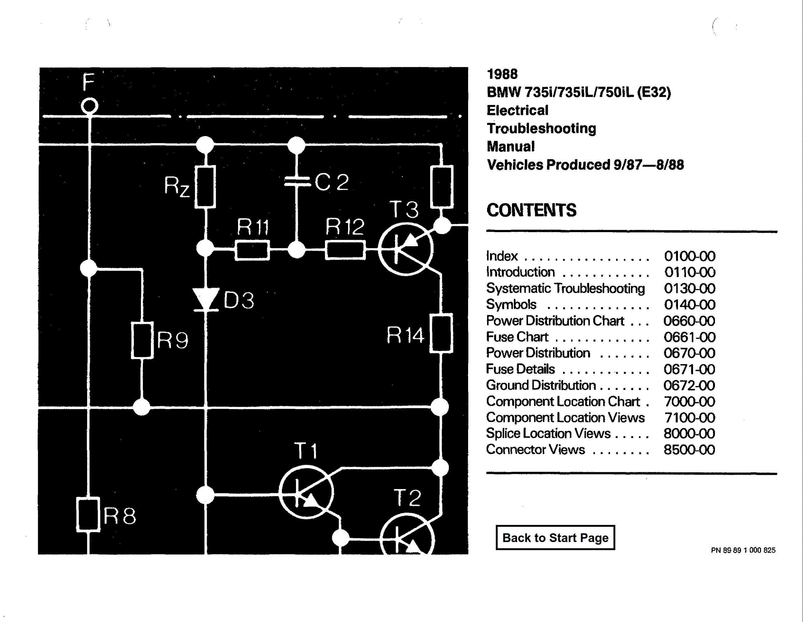 BMW 735L 735IL 750IL 1988 Electrical Troubleshooting