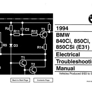 BMW 840Ci 850Ci 850CSi E31 1994 Electrical Troubleshooting Manual