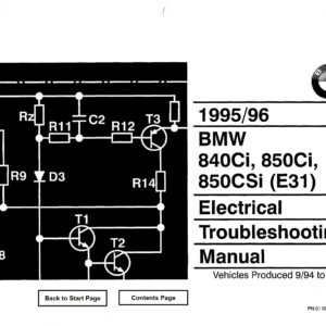 BMW 840Ci 850Ci 850CSi E31 1995 - 1996 Electrical Troubleshooting Manual