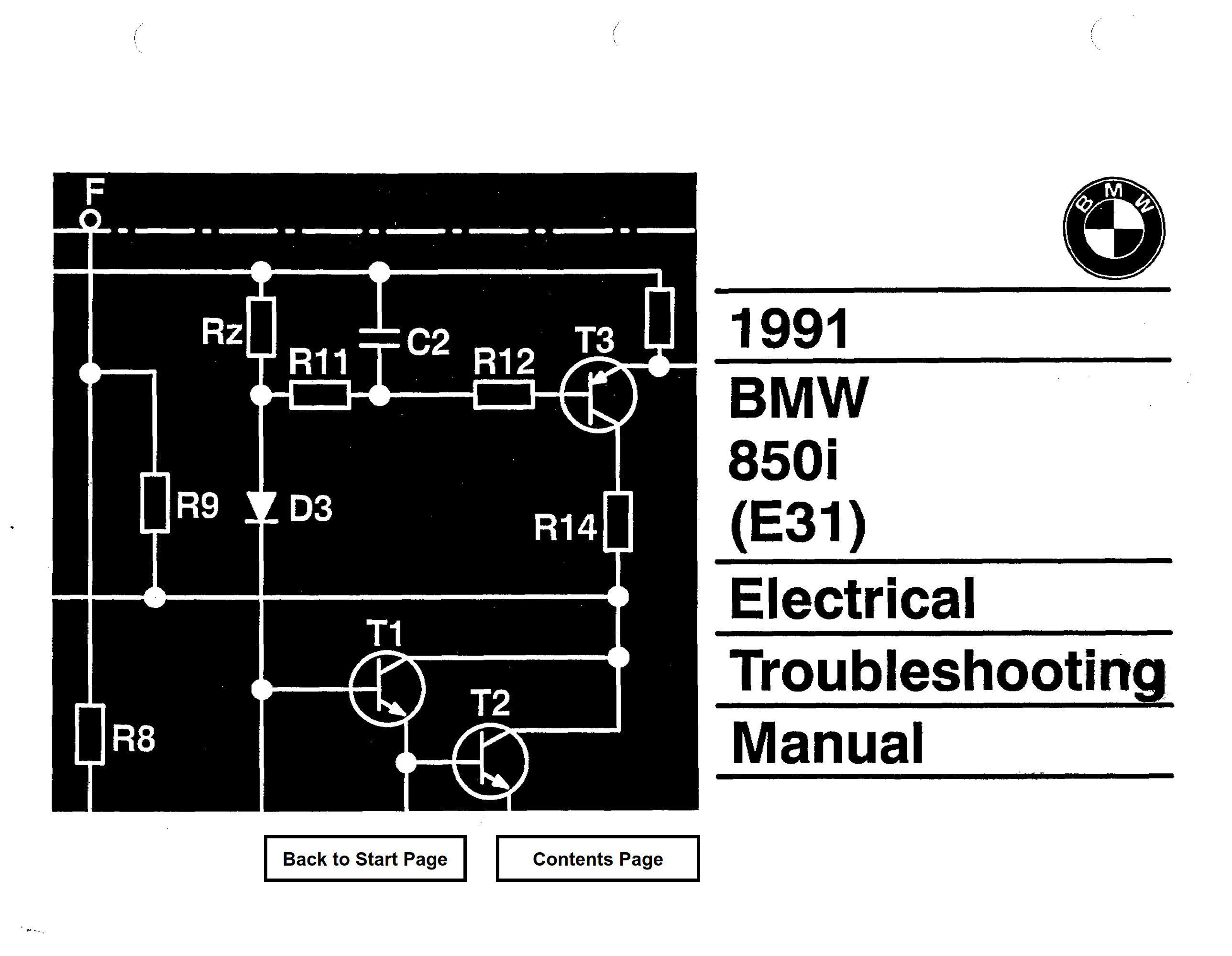 BMW 850i E31 1991 Electrical Troubleshooting Manual