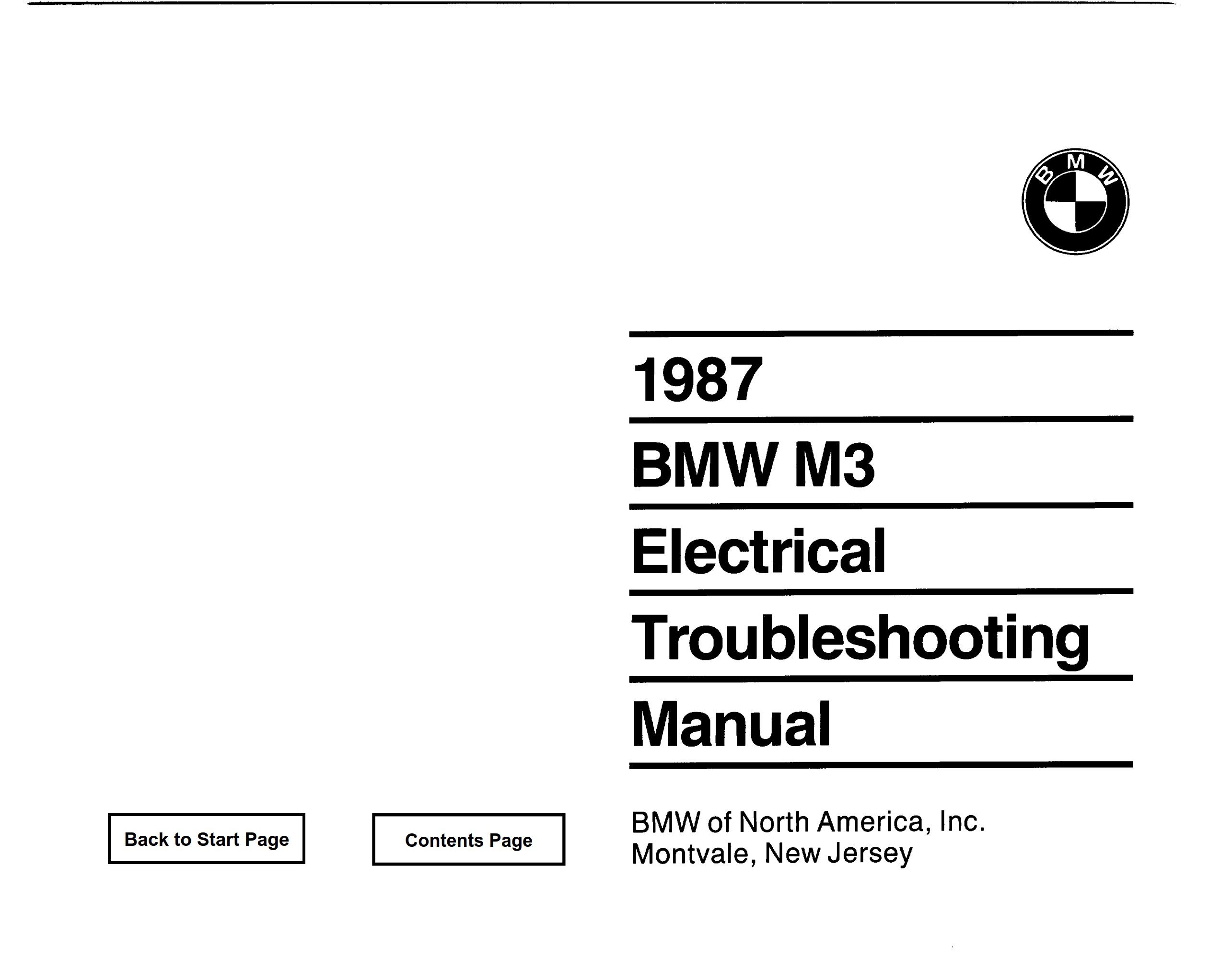 BMW M3 1987 Electrical Troubleshooting Manual