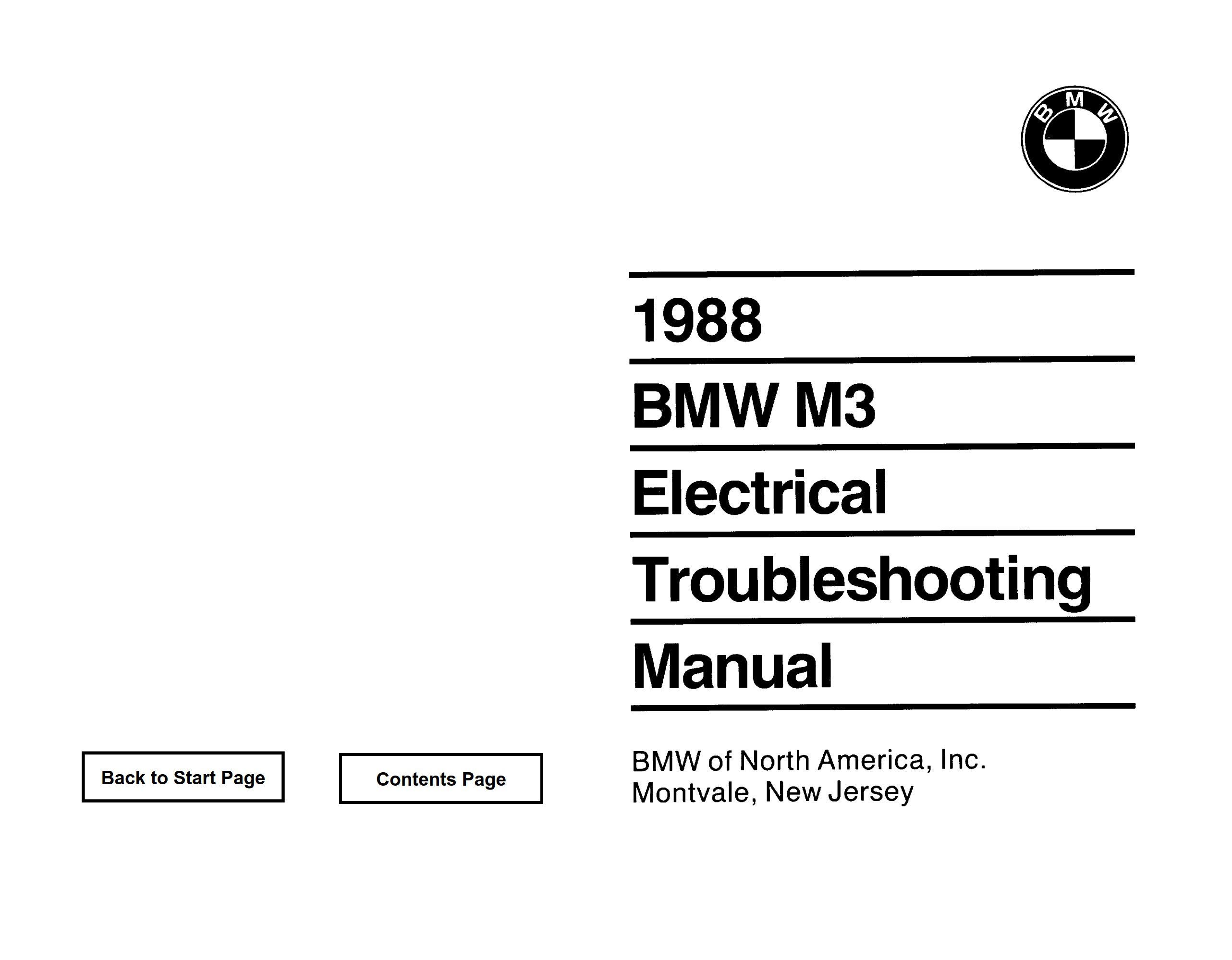 BMW M3 1988 Electrical Troubleshooting Manual