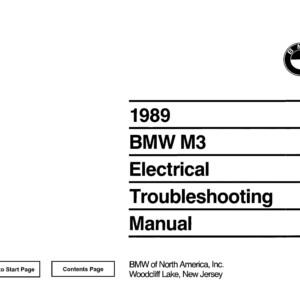 BMW M3 1989 Electrical Troubleshooting Manual
